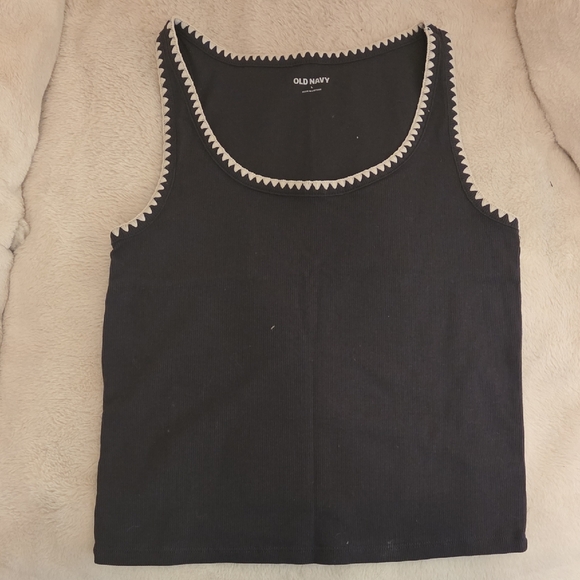 Old Navy Black Tank Top with White Trim - Picture 1 of 3